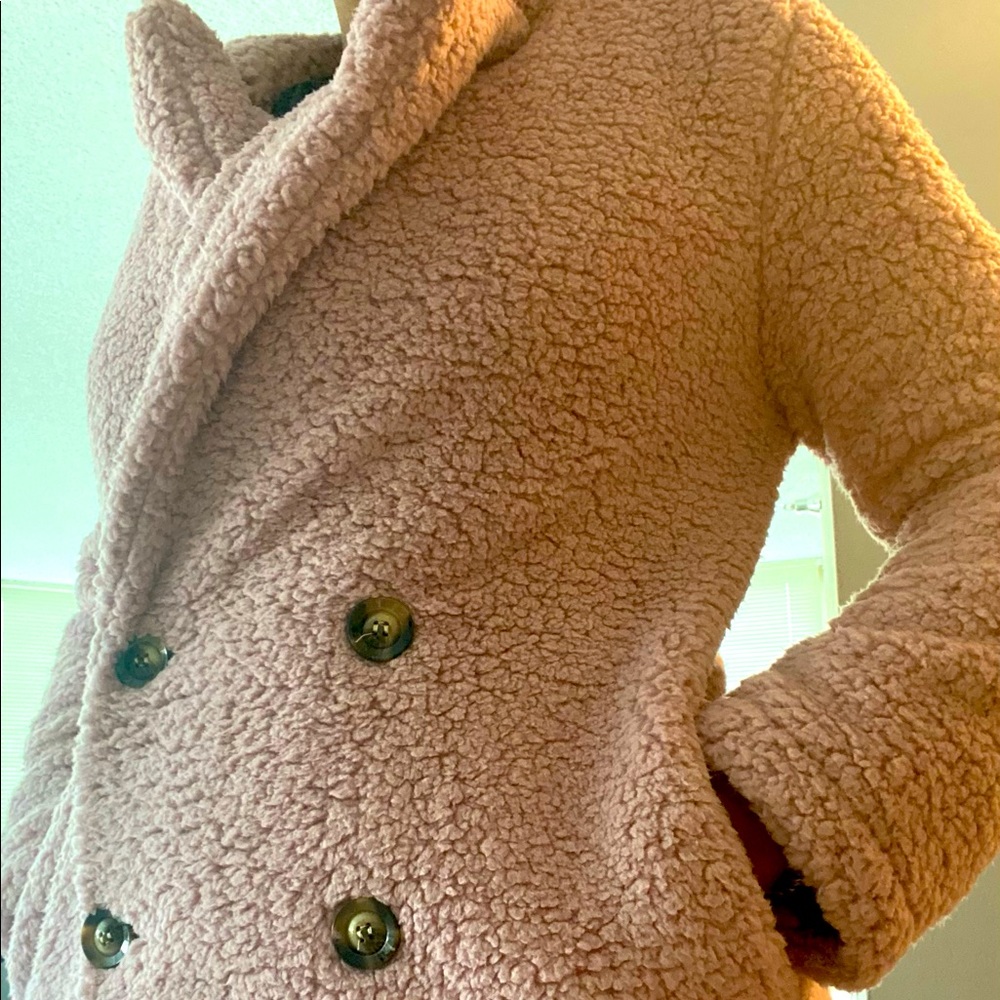 PrettyGarden - Medium/Size 6 - Pink Sherpa Jacket - Double Breasted